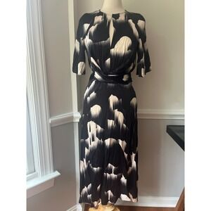 Reiss Arlo Glacier Print Midi Dress Size 4 U.S. Black White